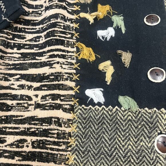 Vtg 90s Art To Wear Safari Zebra Elephant Patchwork Embroidered Denim Jacket XL - Picture 5 of 8